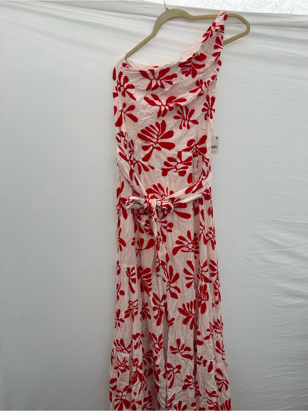 Free People Thea Red White Floral Wide Leg Jumpsuit Romper women size medium - Picture 5 of 8